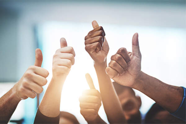 Thumbs up in support.