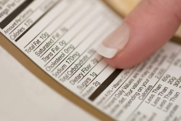 Close up of nutritional label.