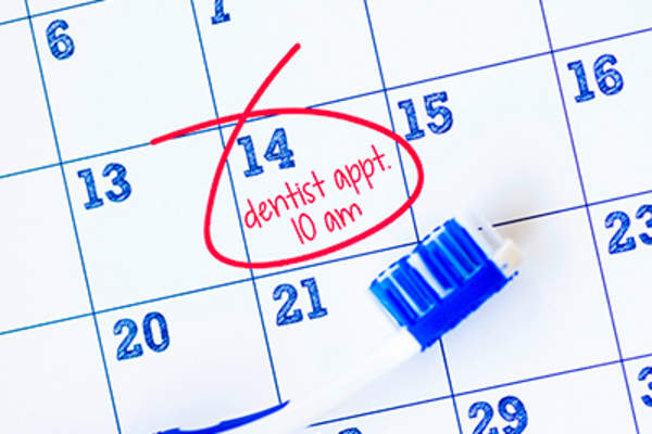 Dentist appointment on calendar.