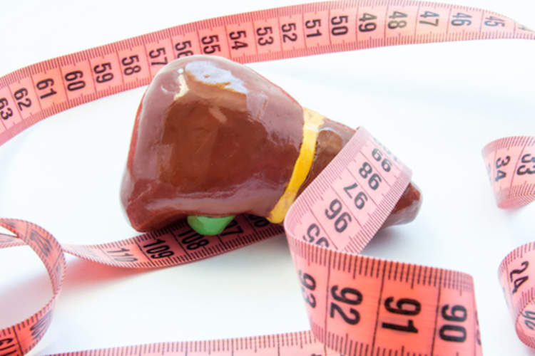 Concept photo enlarged liver or gallbladder.