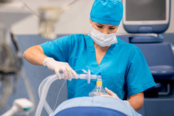 General anesthesia during surgery.