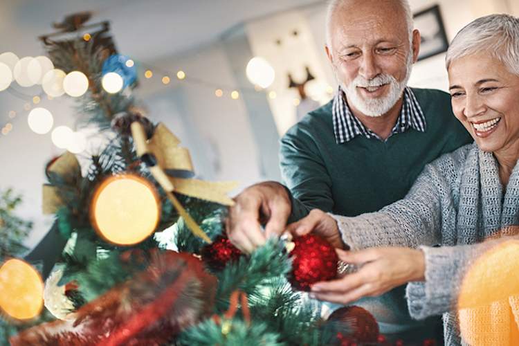 Senior couple celebrating Christmas.