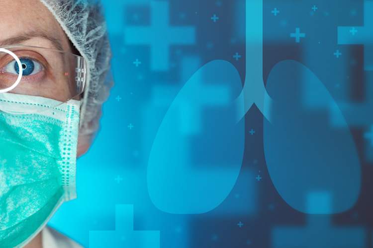 Respiratory research concept; Doctor and lung image.
