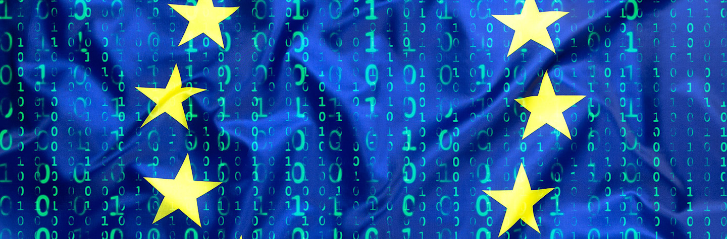 Binaire code met de vlag van de Europese Unie