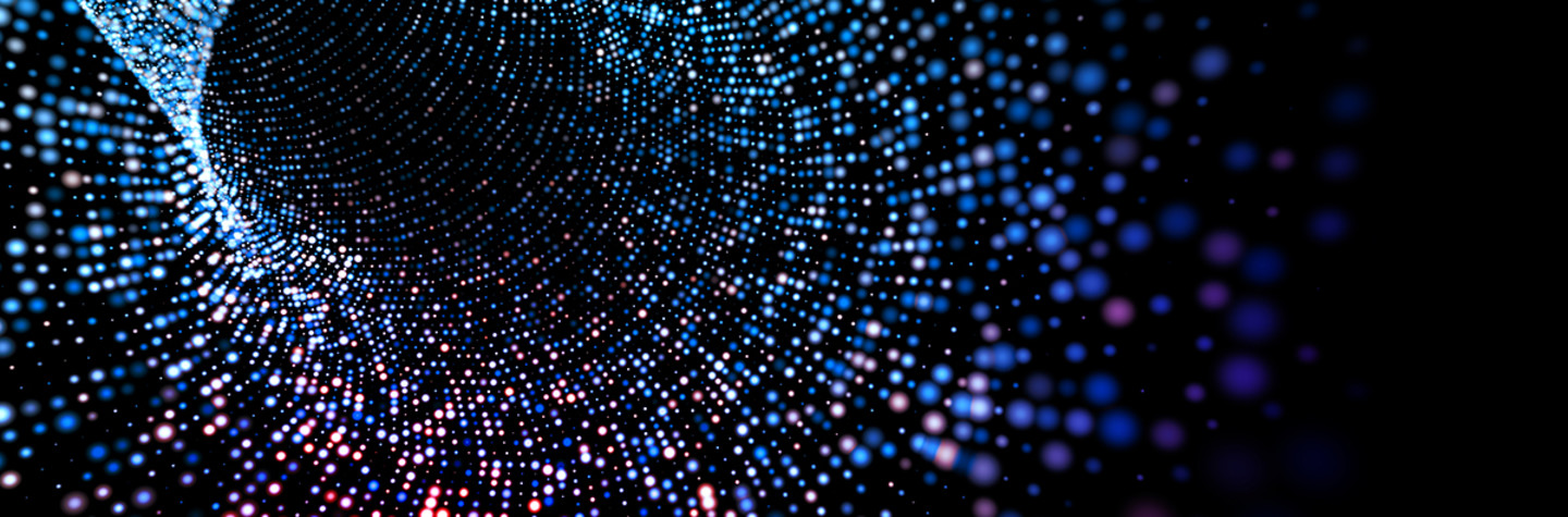 Abstract tunnel made up of colored dots