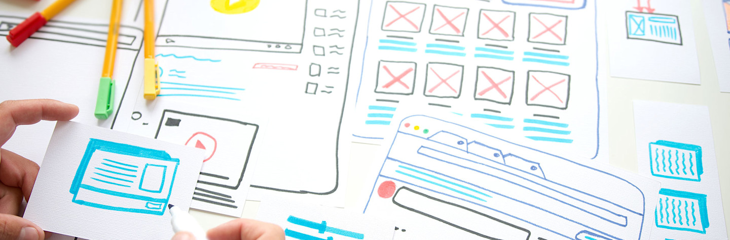 Web designer design sketch in design studio