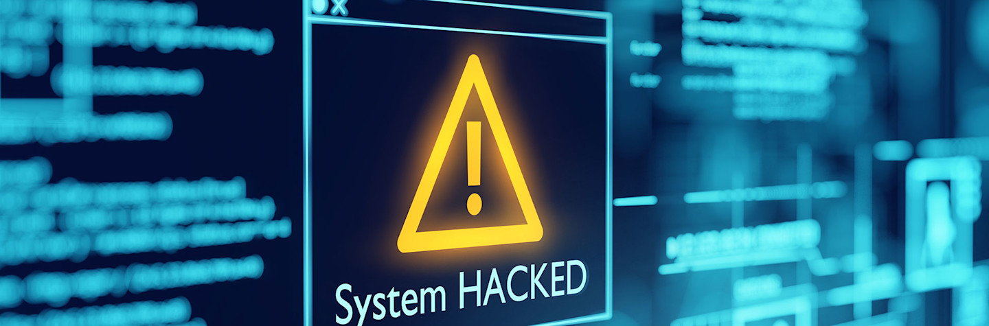Een pop-up op computerscherm, die meldt dat het systeem gehackt is
