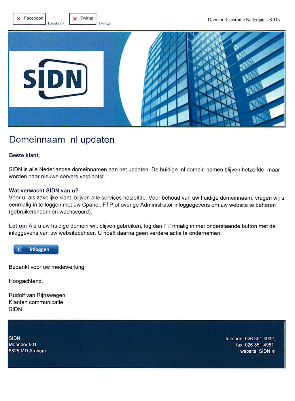 Voorbeeld phishingmail 20150609