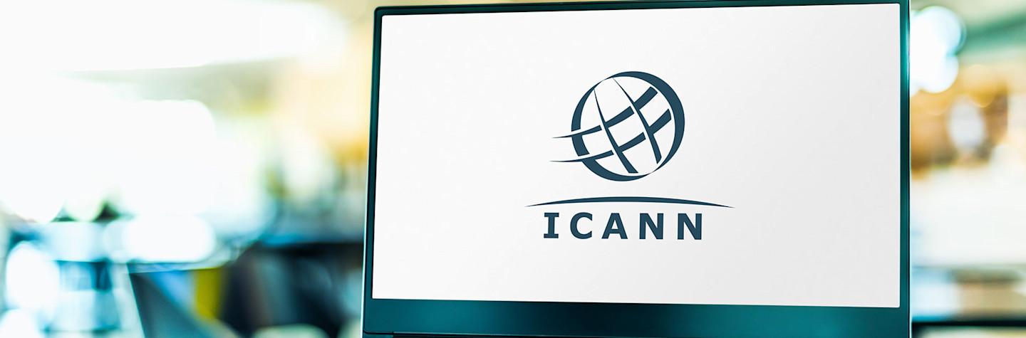 ICANN logo on a laptop screen