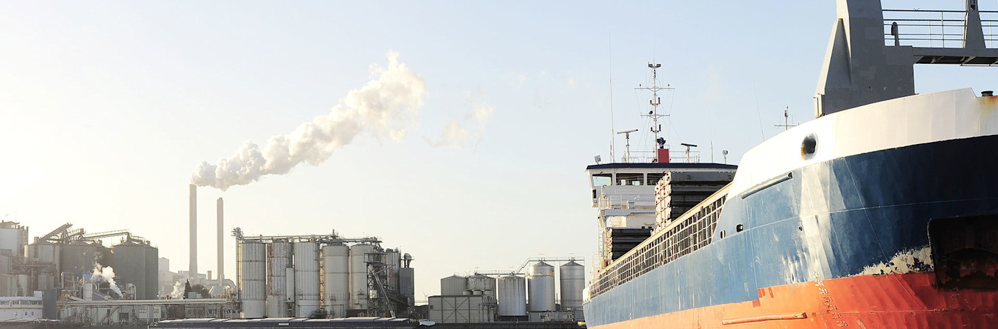 Tanker and power plant in Amsterdam harbor