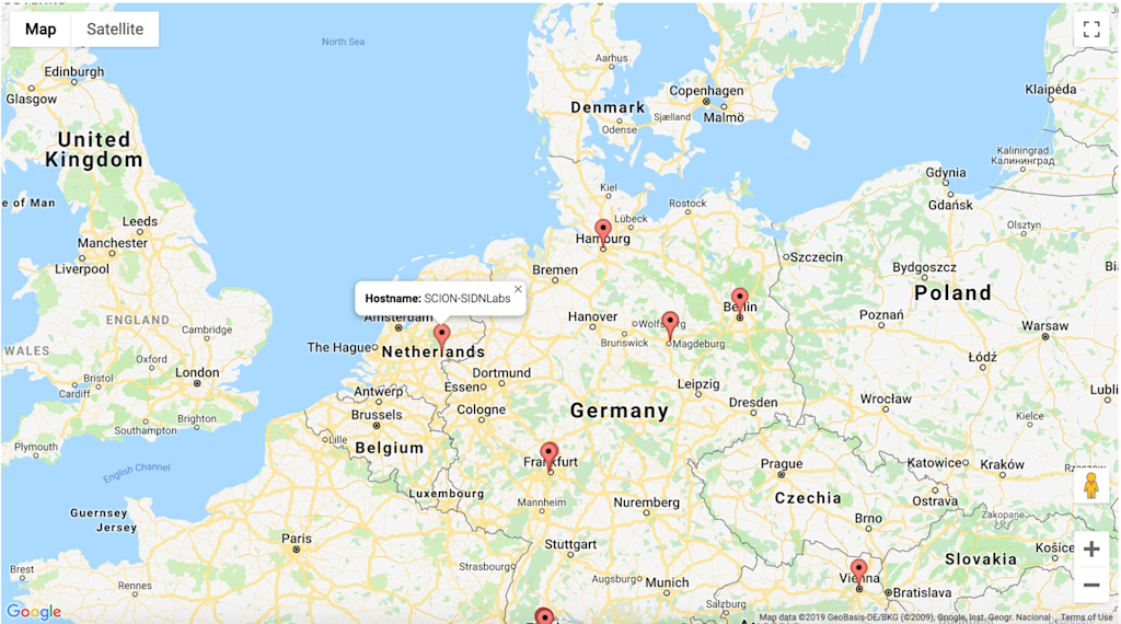 SCIONLab locations in North West Europe