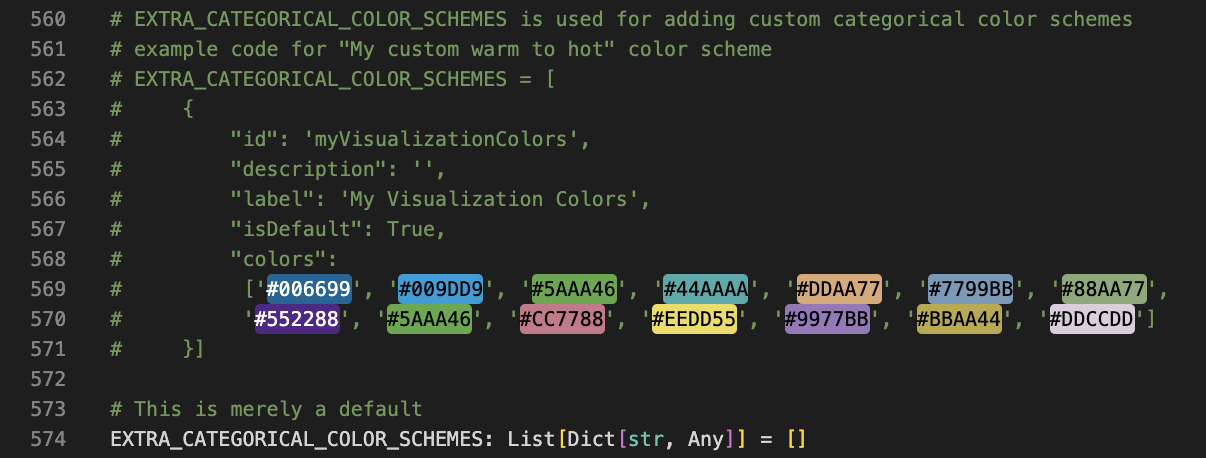 Extra categorical color schemes code