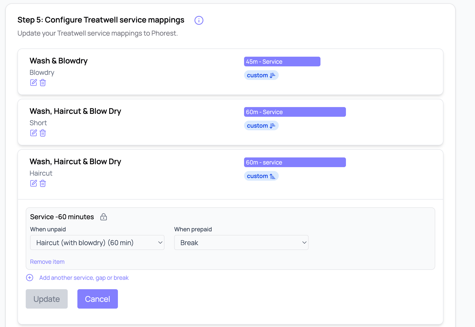 Mapping panel in Booking Connect