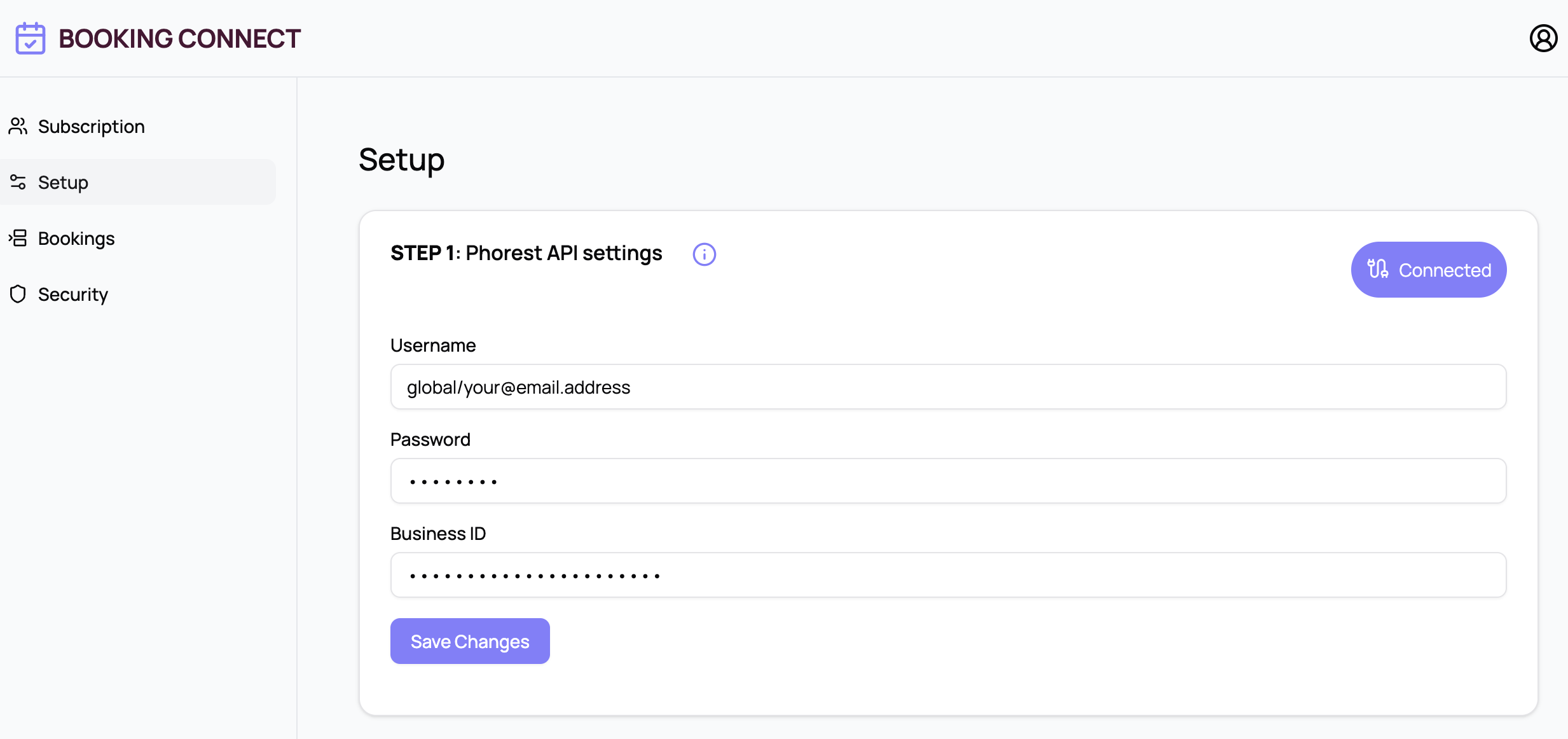 API management control panel