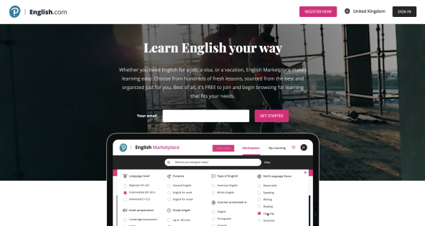 Image of the English.com website