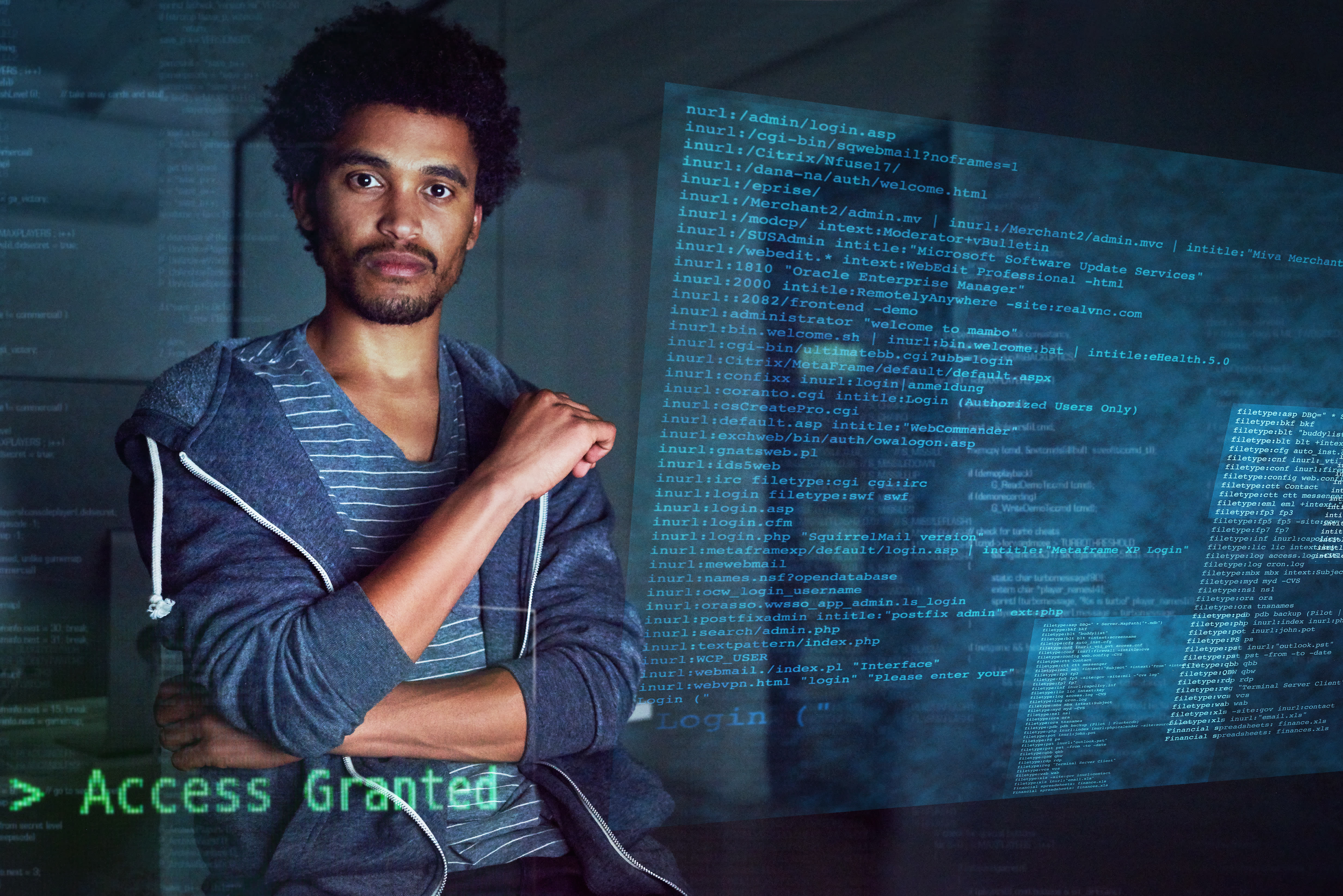 Man standing around Code Man standing around code