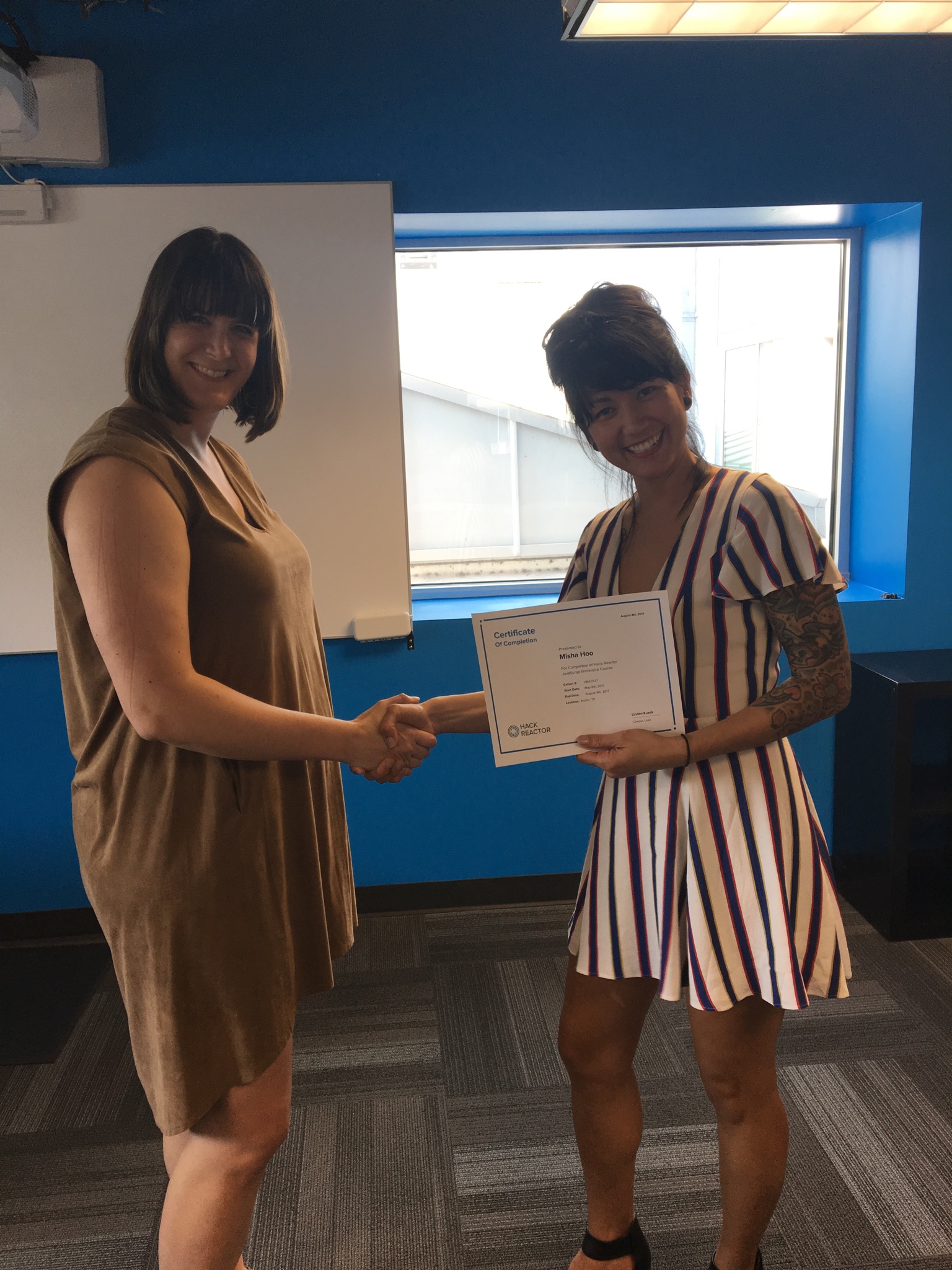 Linden Kueck, Austin Campus Lead (left), and Misha Hoo (right)