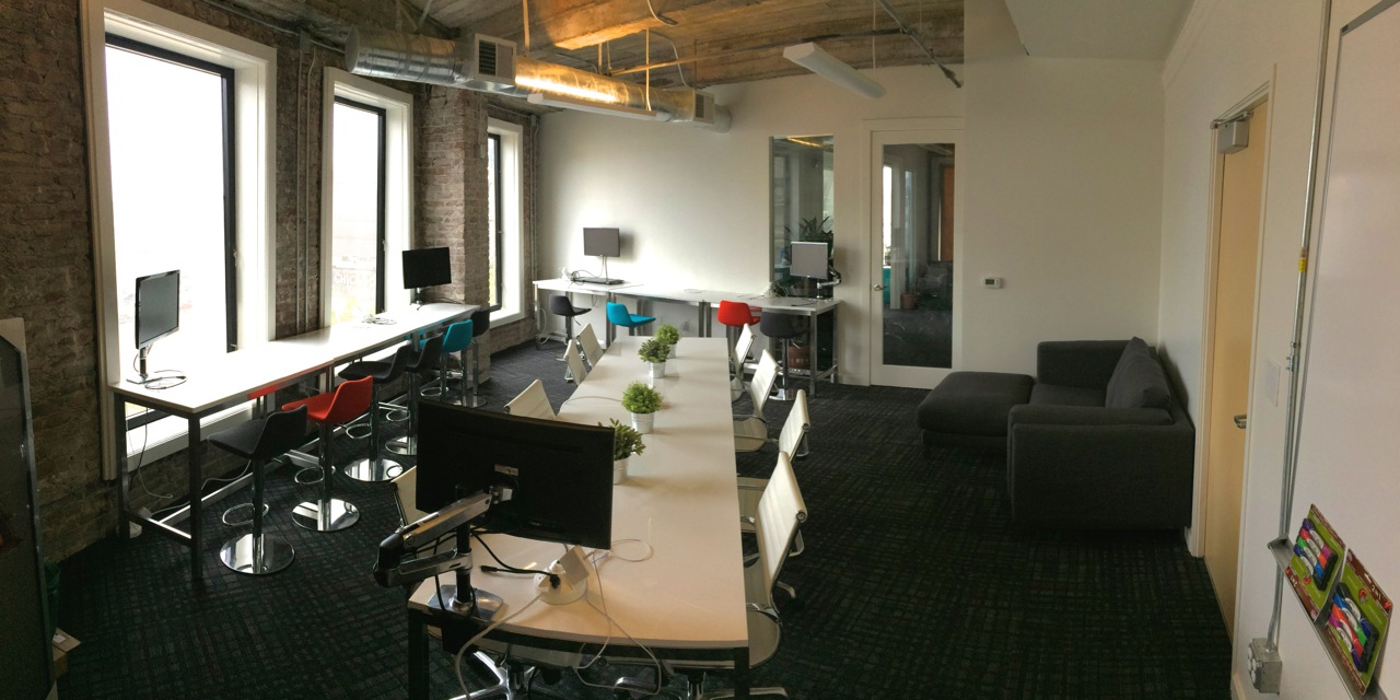 Hack Reactor's alumni coworking space offers a great view, excellent networking opportunities and a treadmill desk.