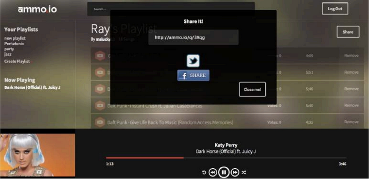 Users can share playlists and let their friends vote on songs.