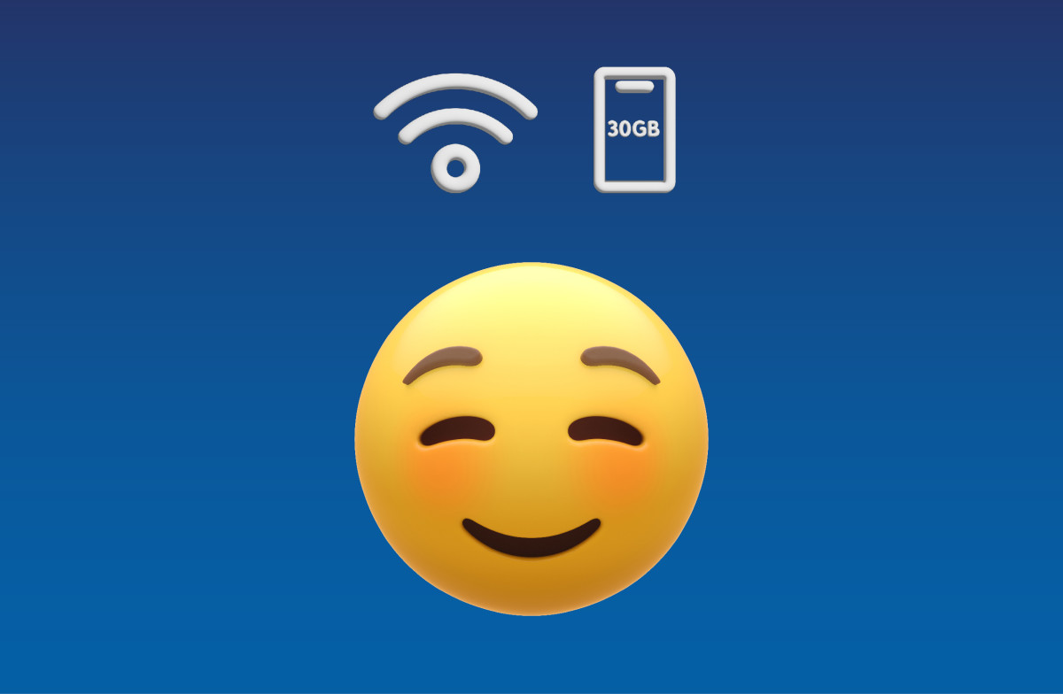 Emoji con rostro relajado pensando en la mejor tarifa fibra y móvil