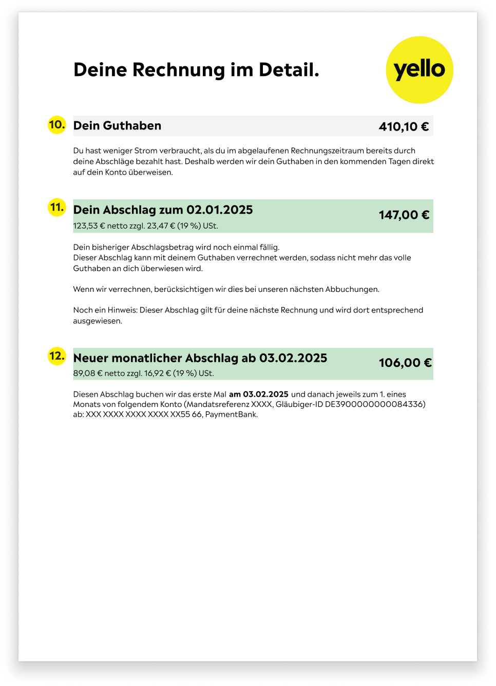 Yello Rechnung vierte Seite Vierte Seite der Yello Rechnung