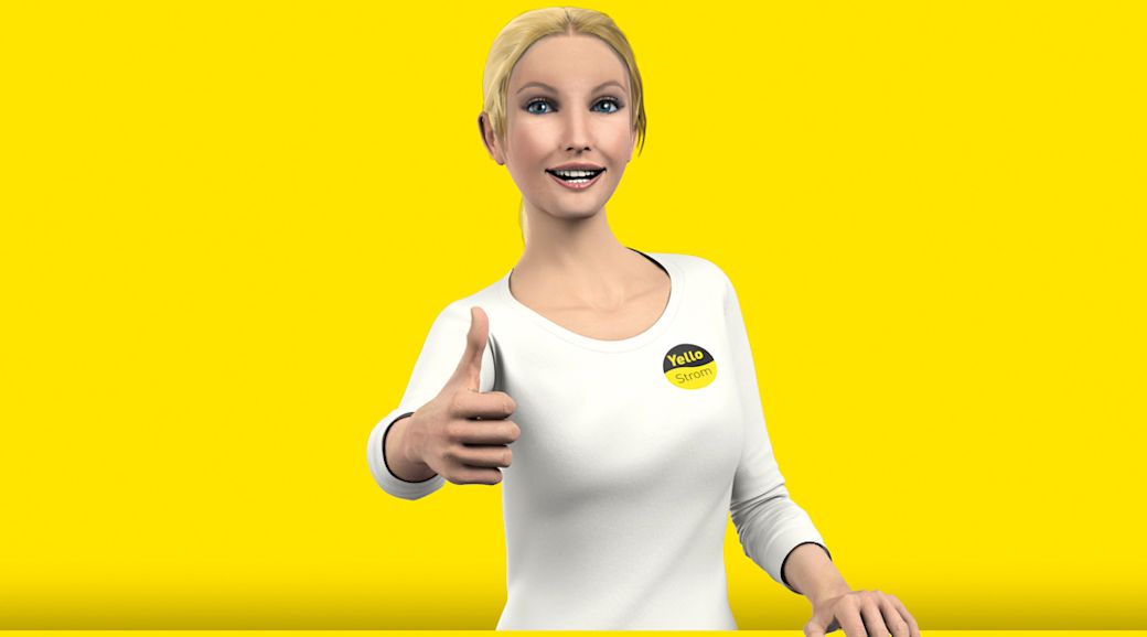 Die virtuelle Yello Kundenberaterin Eve.