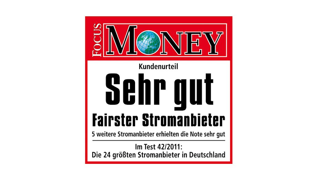 Siegel Focus Money 2011 Sehr gut, Yello Strom Fairster Stromanbieter im Text 42/2011
