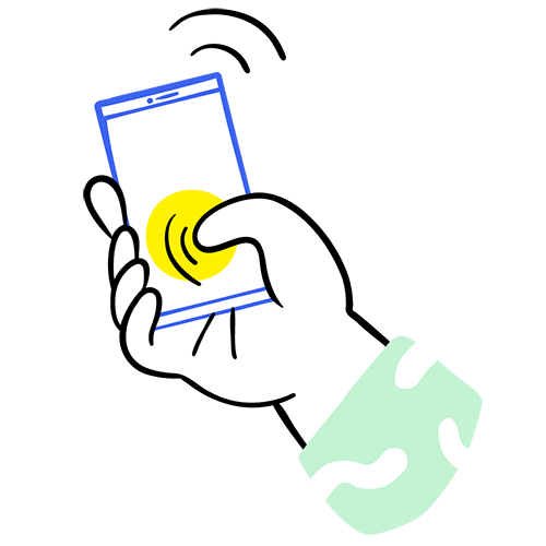 Illustration Yello App in der Hand