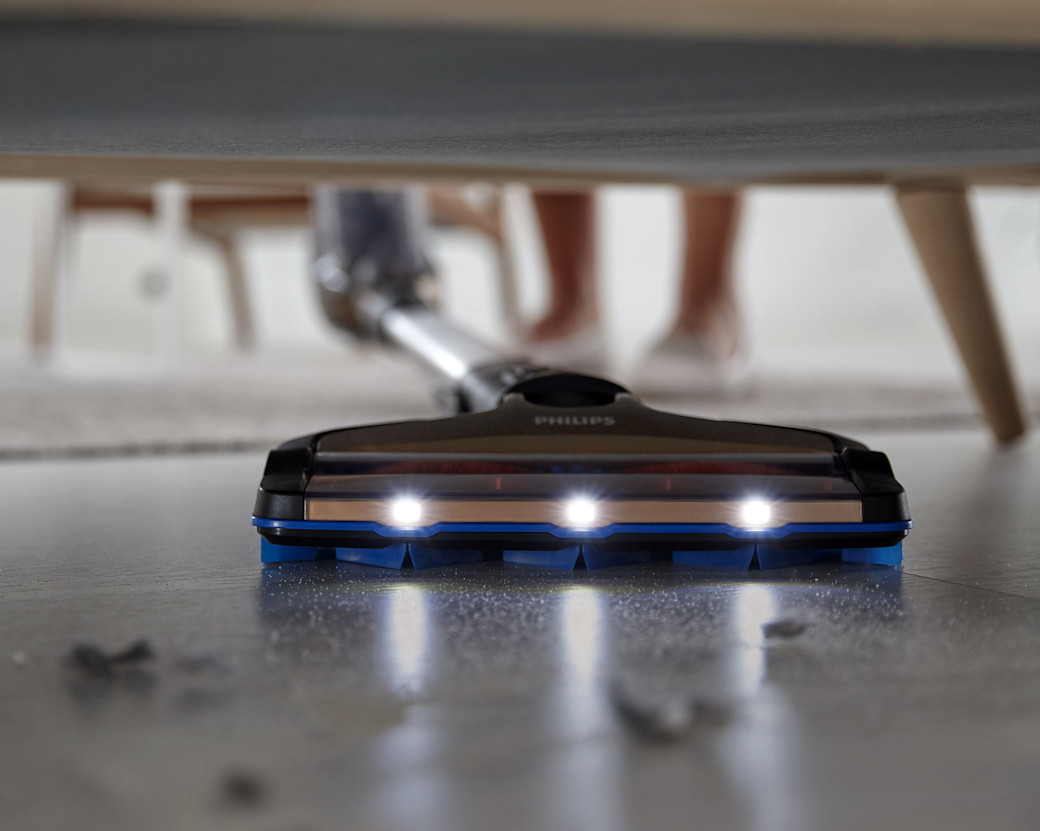 Philips Akkusauger SpeedPro beleuchtete Düse unter der Coach