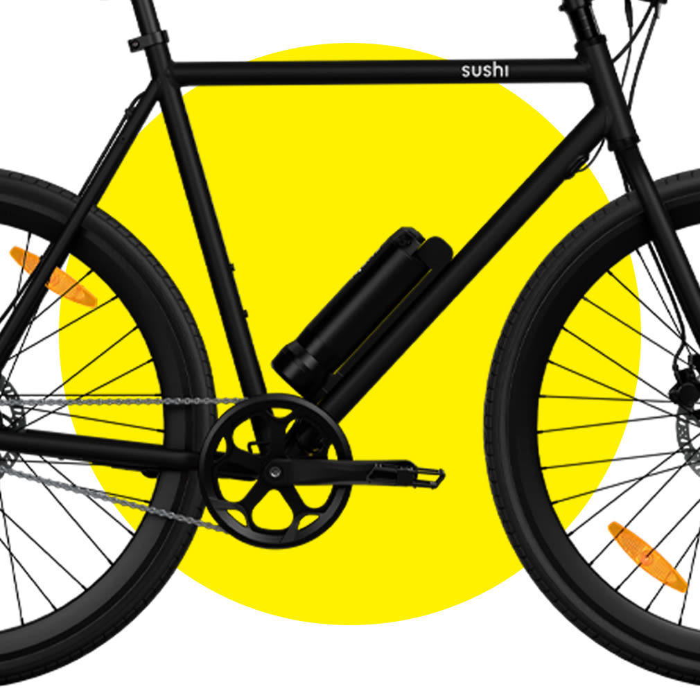 Bei deinem SUSHI-BIKE gibt es ein Abus-Schloss oben drauf