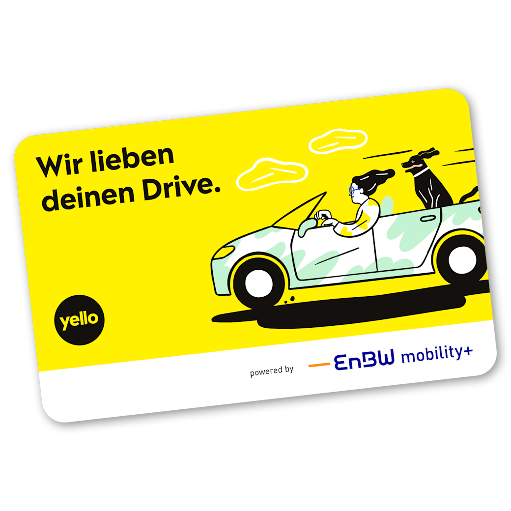 Mit der Ladekarte kannst du auch ohne Smartphone unterwegs laden Bild der Yello Ladekarte für den Autostrom Mobile Tarif.