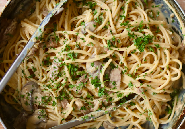Creamy, vegan carbonara