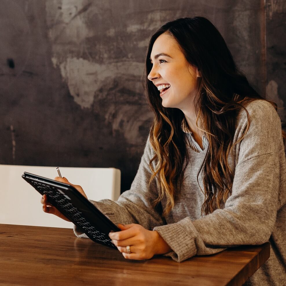 Woman holding tablet