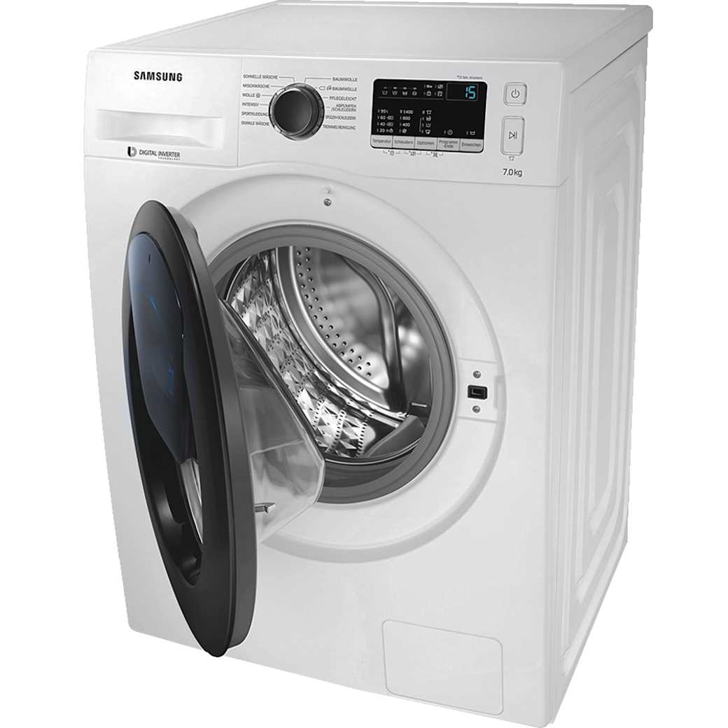 Samsung AddWash Schrägansicht mit geöffneter Tür