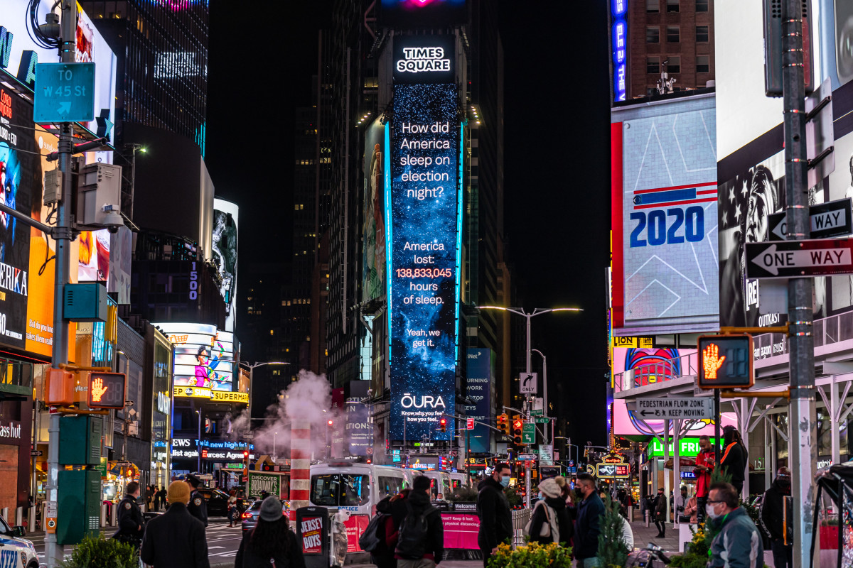 Oura Times Square billboard campaign 2020 election