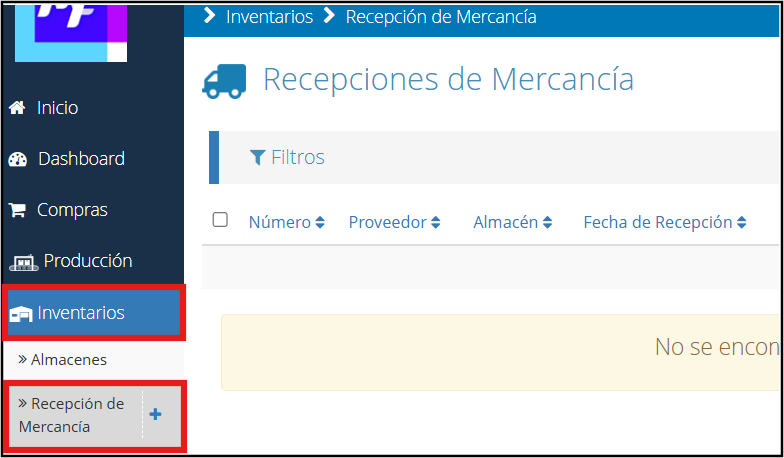 Recepción de mercancía