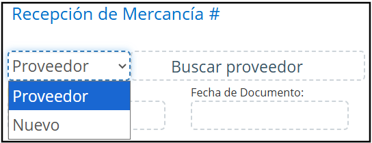 Nuevo proveedor