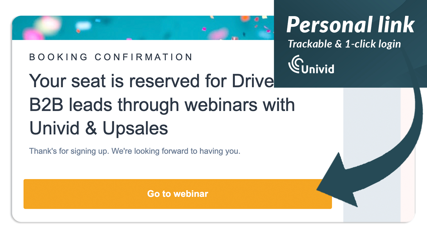 Upsales Events - Personal webinar links with Univid