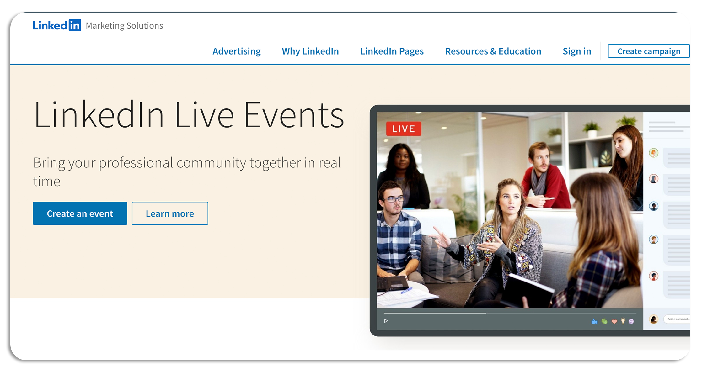 LinkedIn Live Events - Host a connected webinar