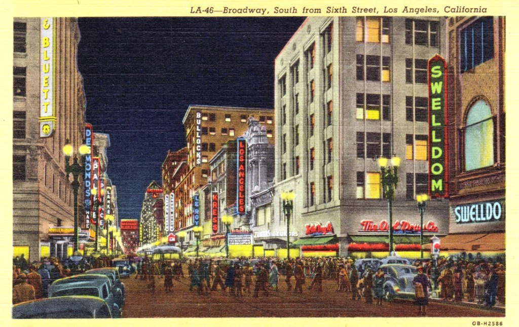 Sixth and south down Broadway Postcard