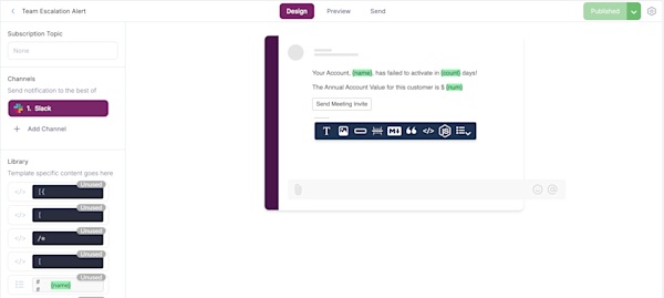 Slack and Teams notification template design