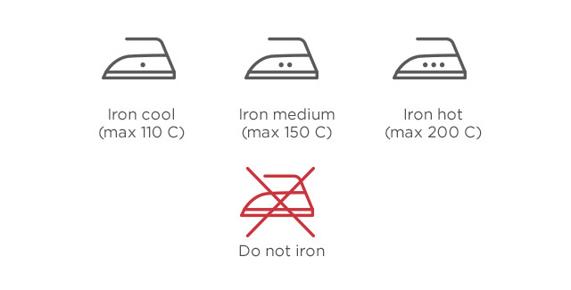 Ironing symbols on clothing labels