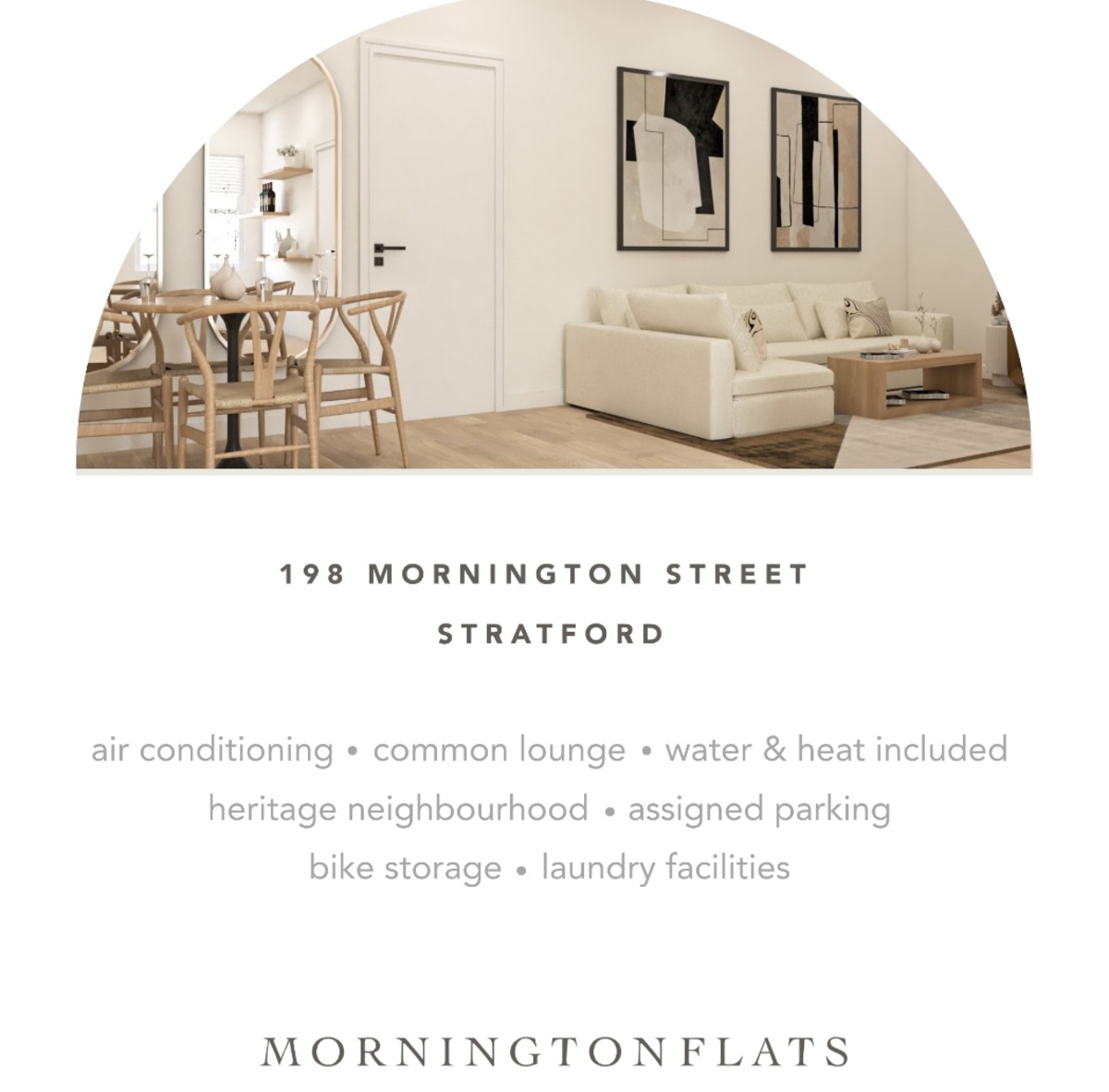 air conditioning, common lounge, water & heating included, laundry facilities, bike storage, assigned parking, heritage neighbourhood