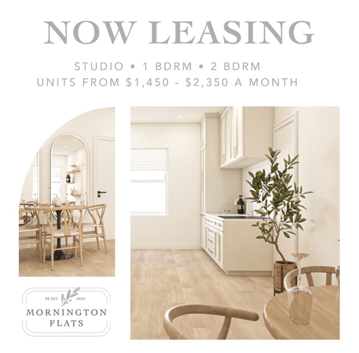 Now leasing 1,2 bedrooms from $1,450 to $2,350 a month