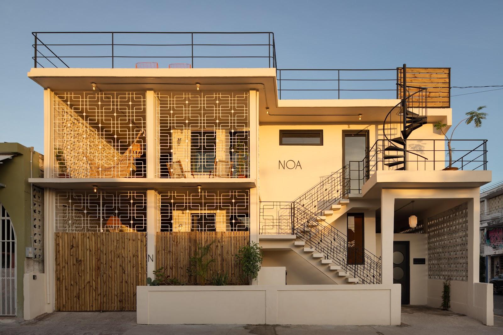 The exterior of Noa by DW, a Dreamers Welcome apartment building in San Juan.