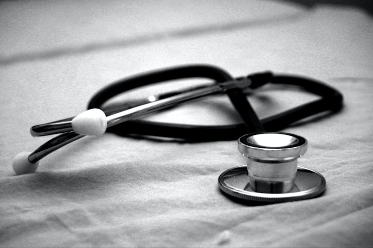 A stethoscope used to check heart beats.