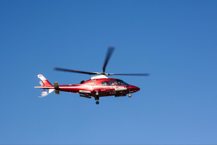 Emergency Helicopter in the air.