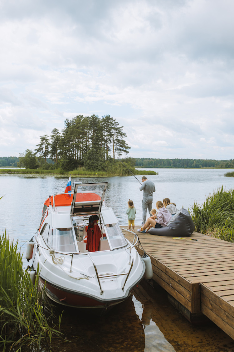 People Sitting on Wooden Dock