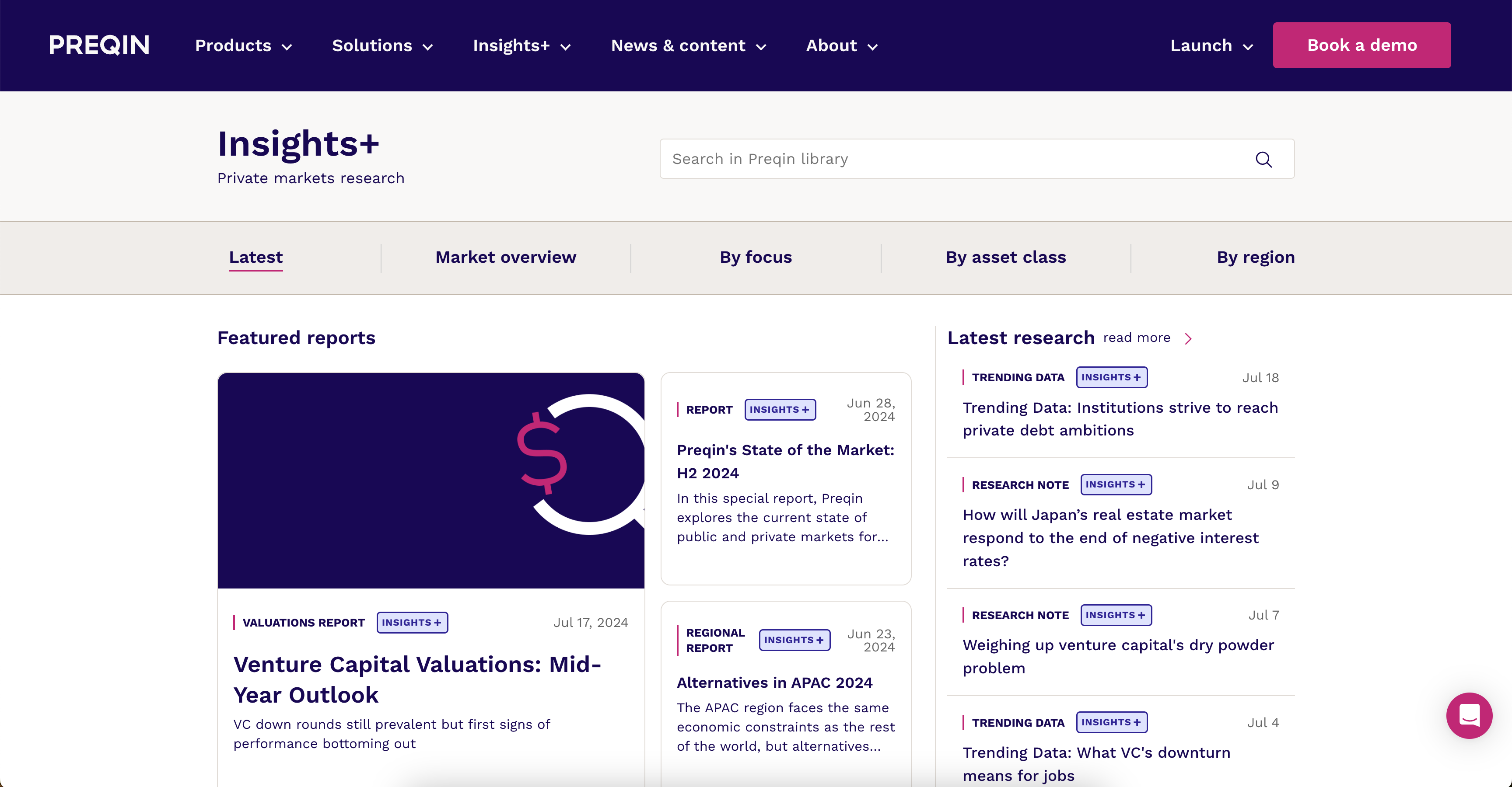 Insights+ Home Page Screen Shot