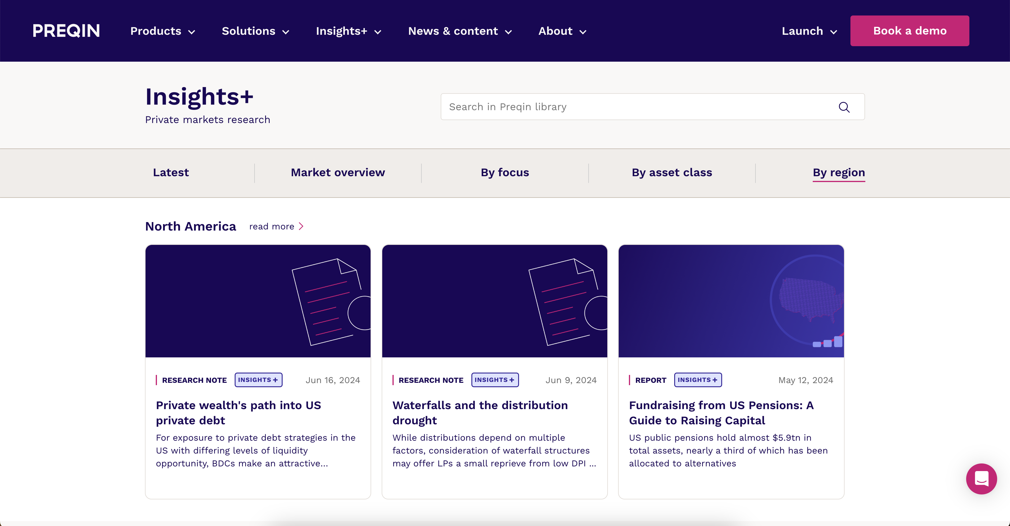 Insights+ Home Page By Region Screenshot